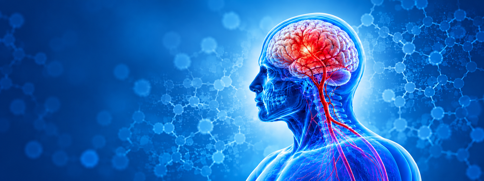 Ilustração médica representando um acidente vascular cerebral